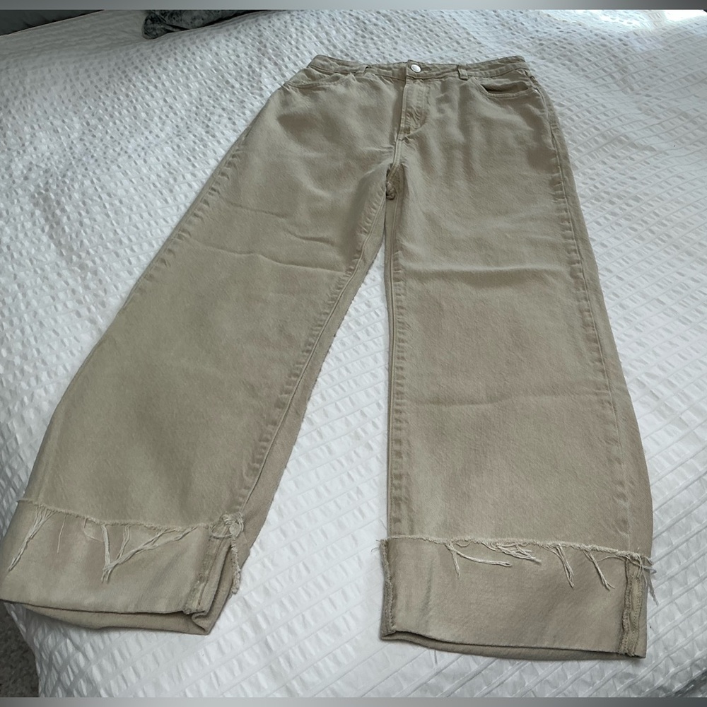 ROLLA'S Cream High-Rise wide leg pants